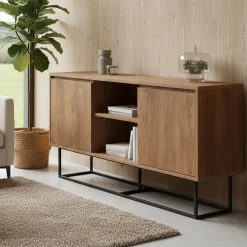 Credenza noce e nera 140x36x72h cm 3 ante - Levante