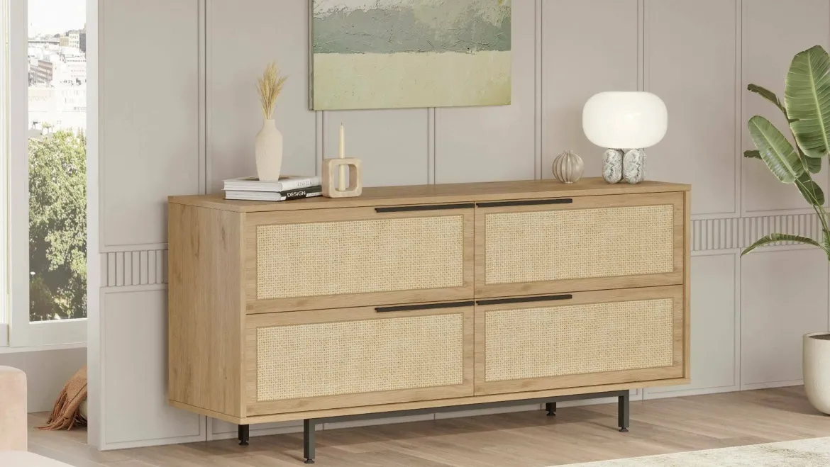 Credenza noce e quercia 160x44x74h cm 2 ante - Anterivo