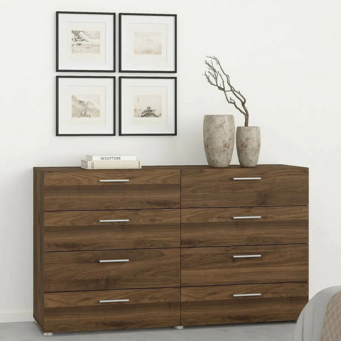 Credenza noce 140x40x81h cm 8 cassetti - Phethai