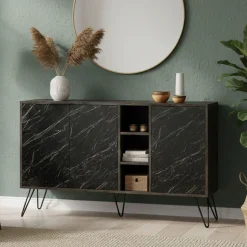 Credenza ossido e nera marmo 142x35x83h cm 3 ante - Alin