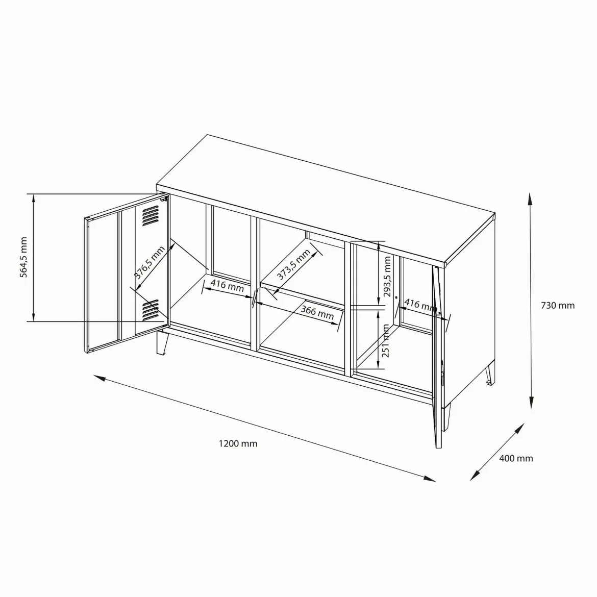 Credenza panna 120x40x73h cm 2 ante - Friddi