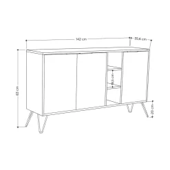 Credenza quercia e antracite 160x40x71h cm 4 ante - Bratislava