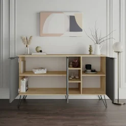 Credenza quercia e antracite 160x40x71h cm 4 ante - Bratislava