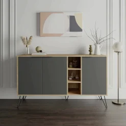 Credenza quercia e antracite 160x40x71h cm 4 ante - Bratislava