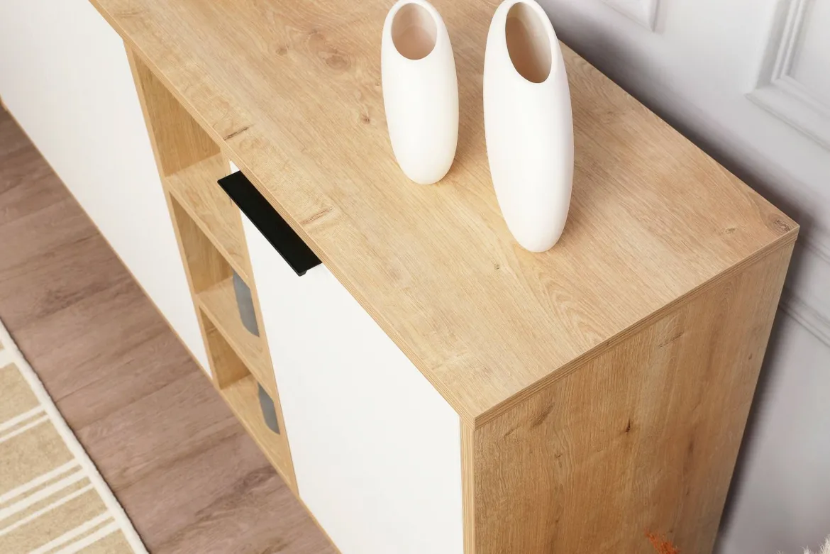 Credenza quercia e bianca 150x35x82h cm 2 ante - Margravi