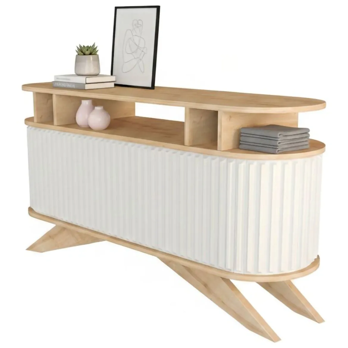 Credenza quercia e bianca 180x44x75h cm 3 ante - Aziz