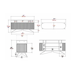 Credenza quercia e bianca 180x44x75h cm 3 ante - Aziz
