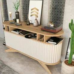Credenza quercia e bianca 180x44x75h cm 3 ante - Aziz
