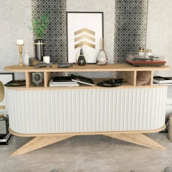Credenza quercia e bianca 180x44x75h cm 3 ante - Aziz