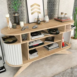 Credenza quercia e bianca 180x44x75h cm 3 ante - Aziz
