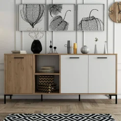 Credenza quercia e bianca 180x45x80h cm 3 ante - Hato