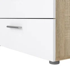 Credenza quercia e bianco lucida 140x40x82h cm 8 cassetti - Aligon