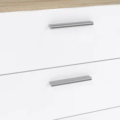 Credenza quercia e bianco lucida 140x40x82h cm 8 cassetti - Aligon