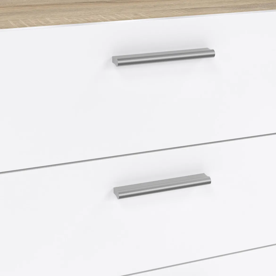 Credenza quercia e bianco lucida 140x40x82h cm 8 cassetti - Aligon