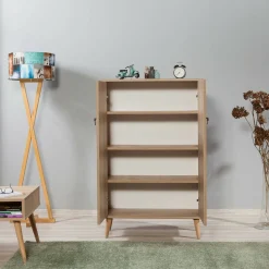 Credenza quercia e multicolore 95x36x111h cm 4 ante - Agyemang