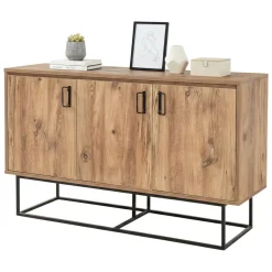 Credenza quercia e nera 140x40x80h cm 3 ante - Ammolite
