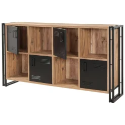 Credenza quercia e nera 164x35x89h cm 4 ante - Dodong
