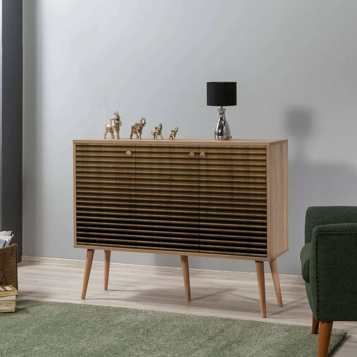 Credenza quercia 120x36x90h cm 3 ante - Arzumia