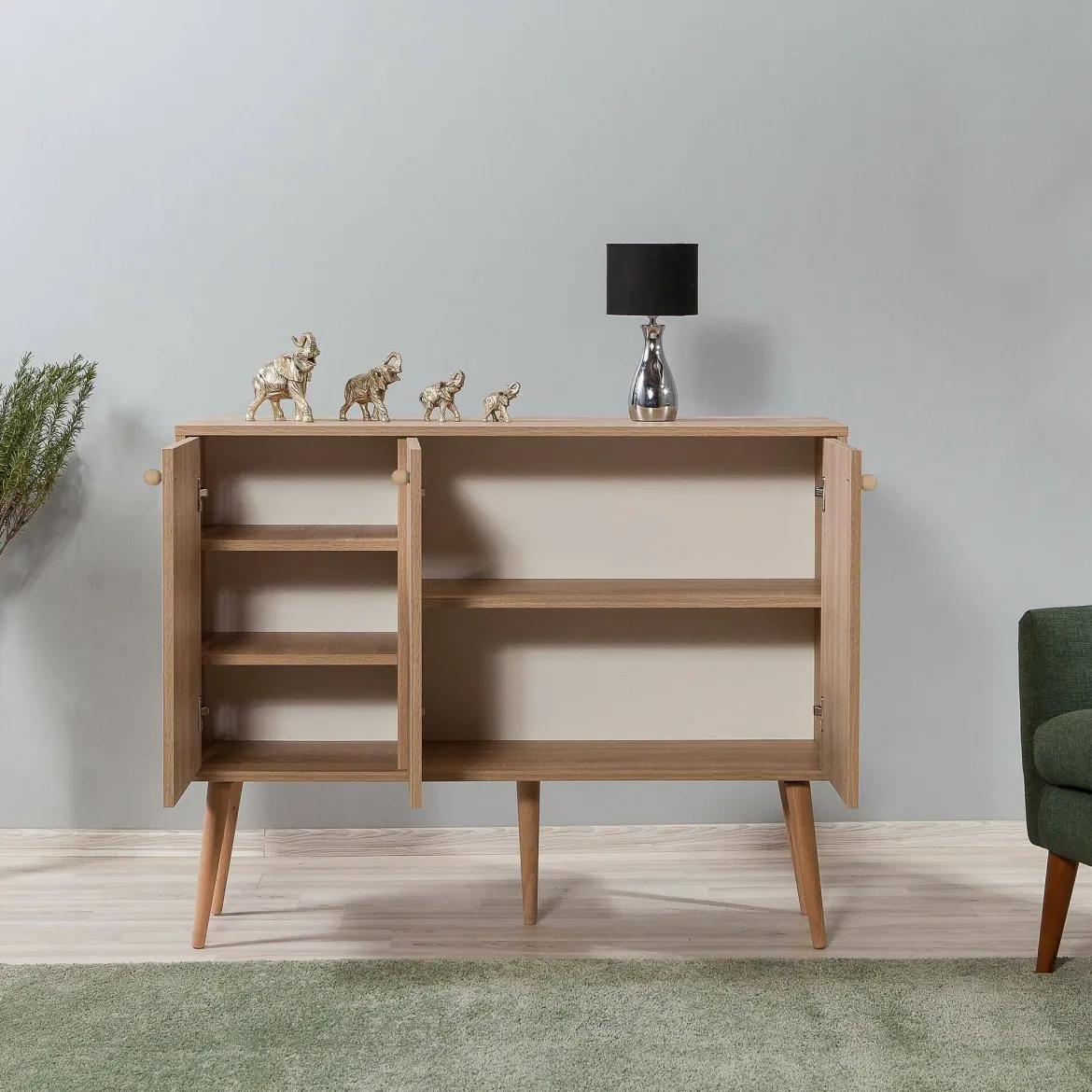 Credenza quercia 120x36x90h cm 3 ante - Arzumia