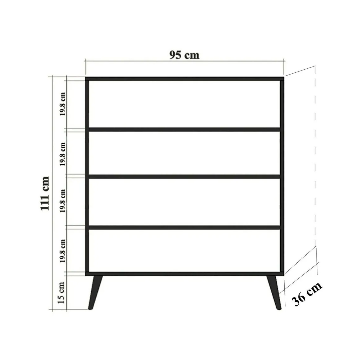 Credenza quercia 95x36x111h cm 4 ante - Agyemang