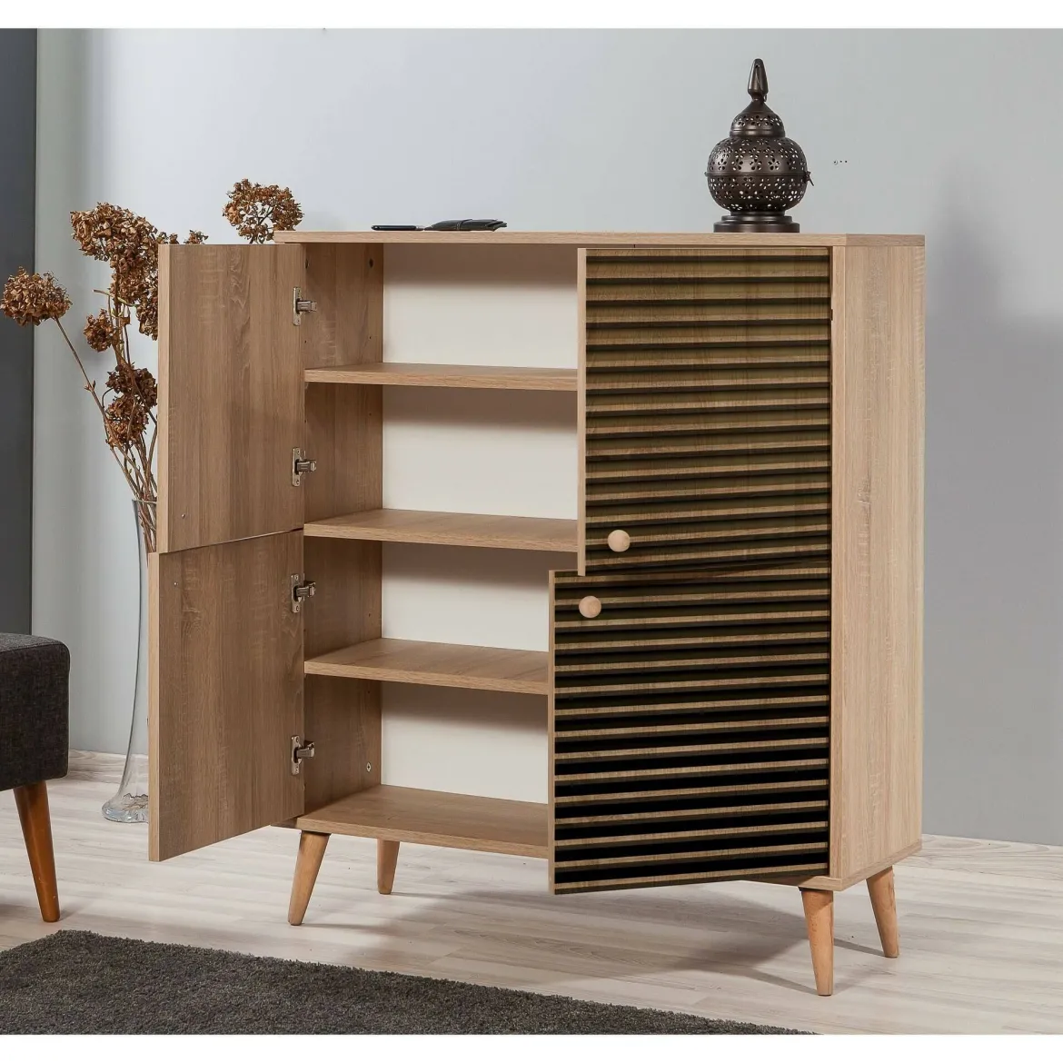 Credenza quercia 95x36x111h cm 4 ante - Agyemang