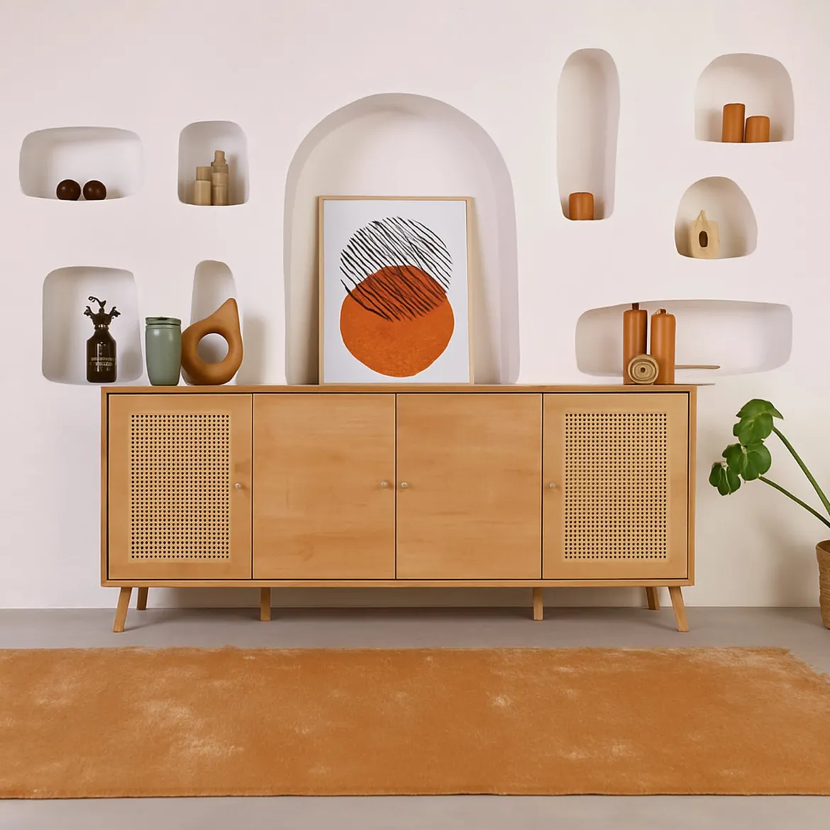 Credenza quercia 180x41x81h cm 4 ante - Tarawa