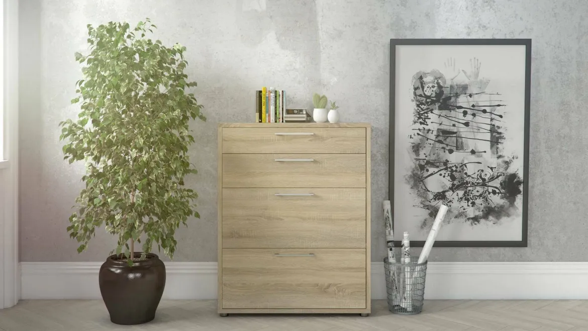 Credenza quercia 89x40x113h cm 4 cassetti - Anghiari