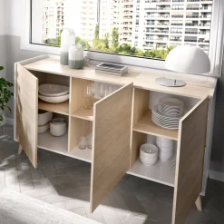 Credenza rovere e bianca 155x43x75h cm 3 ante - Afrodite