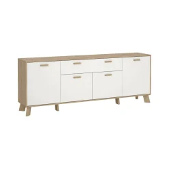 Credenza rovere e bianca 195x39x73h cm 4 ante e 1 cassetto - Wukong