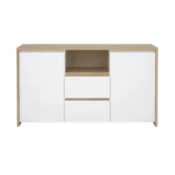 Credenza rovere e bianco lucida 148x48x83h cm 2 ante e 2 cassetti - Alalngar