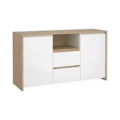 Credenza rovere e bianco lucida 148x48x83h cm 2 ante e 2 cassetti - Alalngar