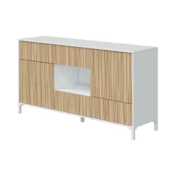 Credenza rovere e bianco lucida 197x48x83h cm 4 ante e 1 cassetto - Basile