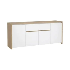 Credenza rovere e bianco lucida 197x48x83h cm 4 ante e 1 cassetto - Basile