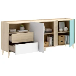 Credenza rovere e grigia 79x34x123h cm 2 ante - Canossa