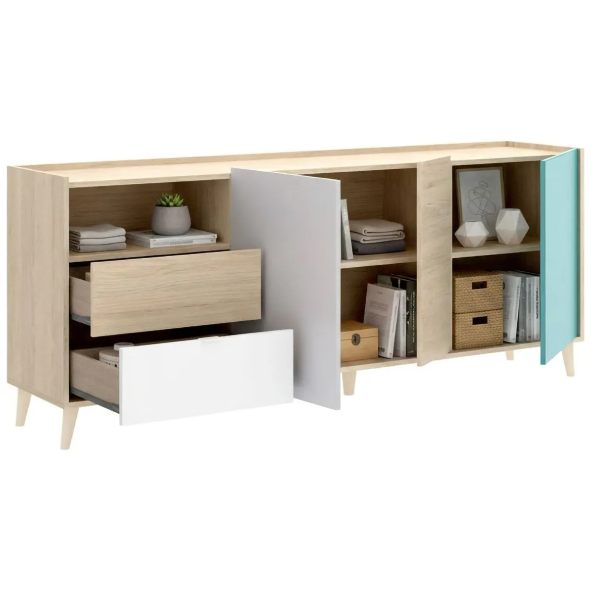 Credenza rovere e grigia 79x34x123h cm 2 ante - Canossa