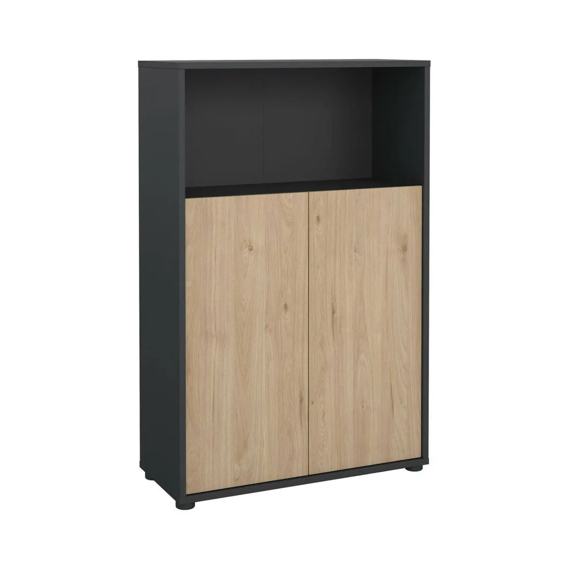 Credenza rovere e grigia 79x34x123h cm 2 ante - Canossa