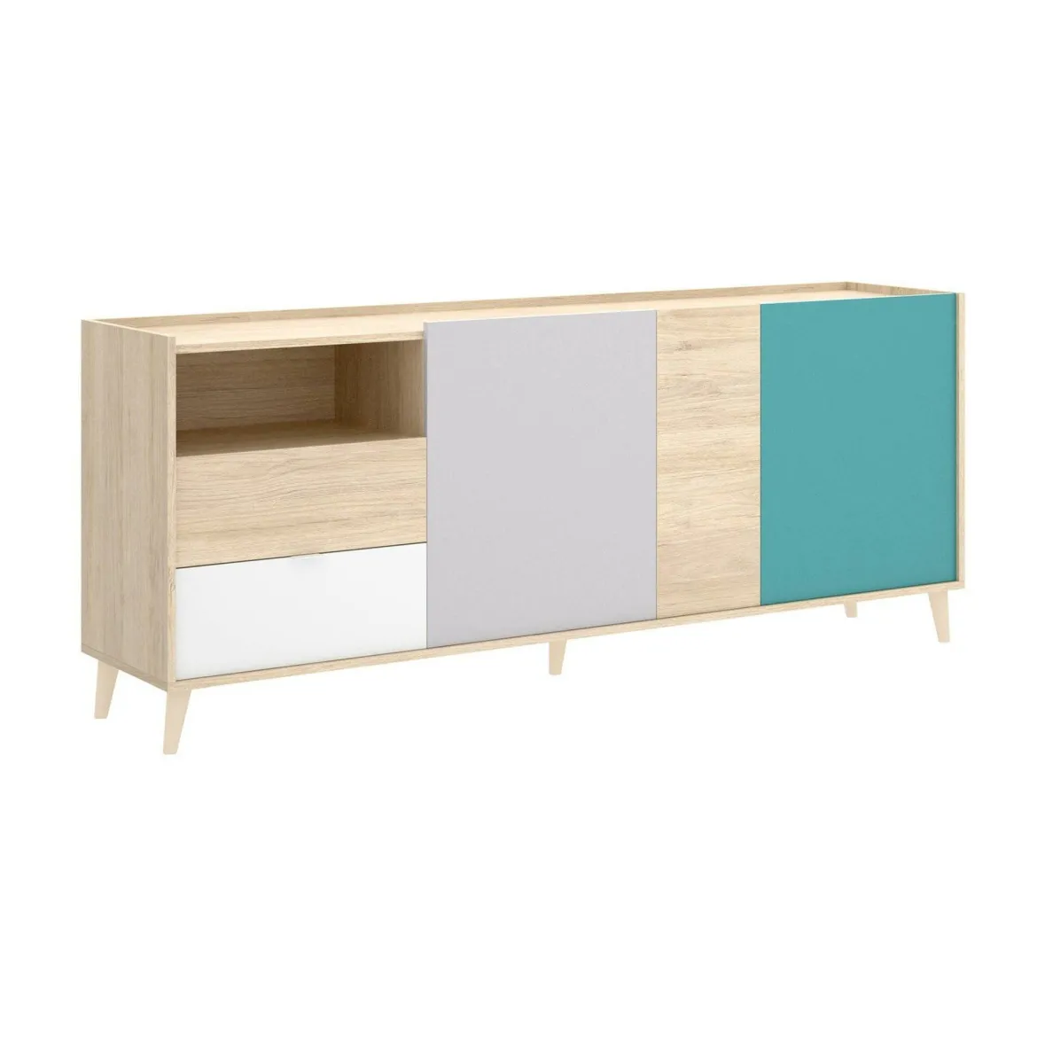 Credenza rovere e grigia 79x34x123h cm 2 ante - Canossa