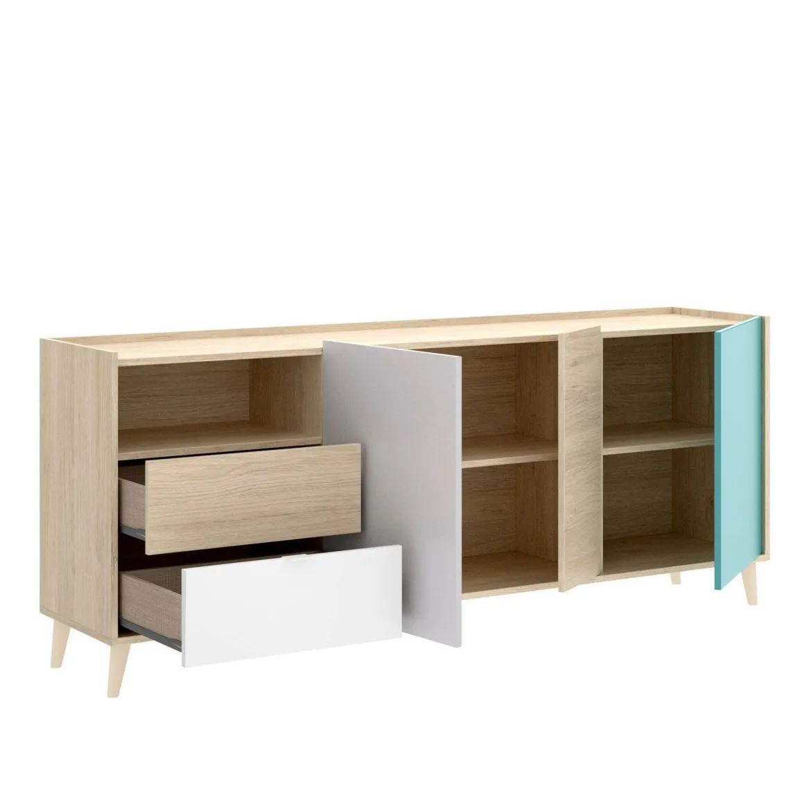 Credenza rovere e grigia 79x34x123h cm 2 ante - Canossa
