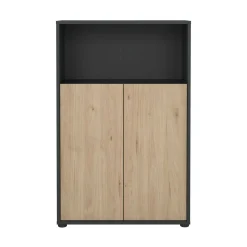 Credenza rovere e grigia 79x34x123h cm 2 ante - Canossa
