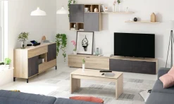 Credenza rovere e ossido 151x41x80h cm 2 ante e 2 cassetti - Abib