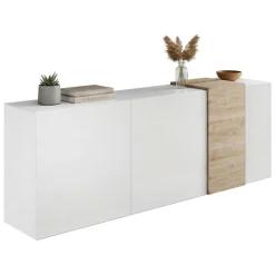 Credenza rovere nodi e bianco lucida 181x44x86h cm 3 ante - Jerry