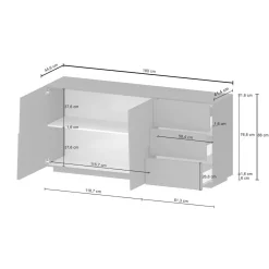 Credenza rovere 180x44x86h cm 2 ante e 3 cassetti - Avelignese