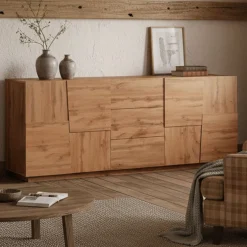 Credenza rovere 220x44x86h cm 4 ante e 3 cassetti - Astel