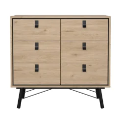 Credenza rovere 101x40x94h cm 6 cassetti - Maka