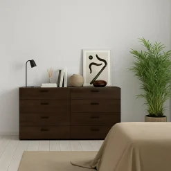 Credenza rovere 140x40x81h cm 8 cassetti - Acetosella