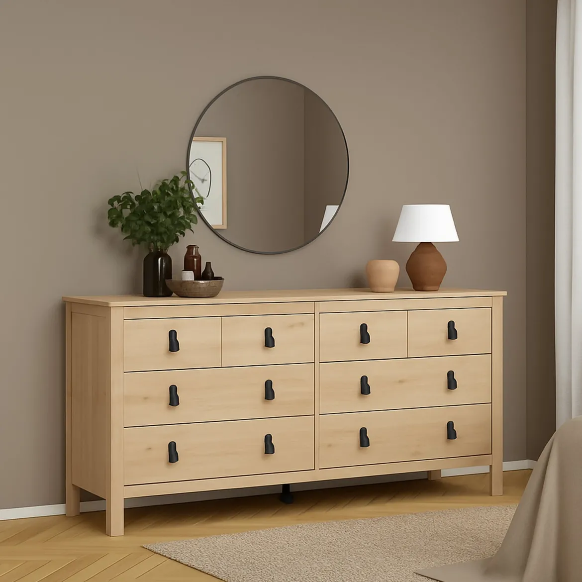 Credenza rovere 159x38x79h cm 8 cassetti - Kovsova