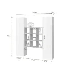 Credenza stretta antracite e acero 40x30x180h cm 2 ante - Acerenza
