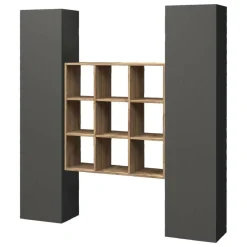 Credenza stretta antracite e acero 40x30x180h cm 2 ante - Acerenza