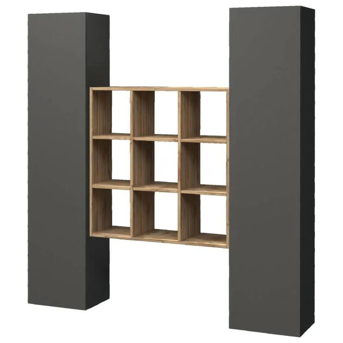 Credenza stretta antracite e acero 40x30x180h cm 2 ante - Acerenza