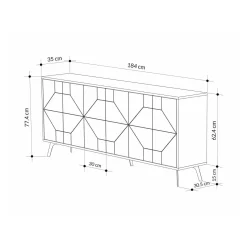 Credenza tortora 184x35x77h cm 6 ante - Africo